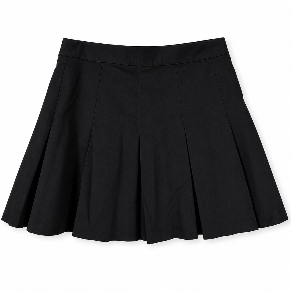 Pleated Mini Skirt Size M Black Excellent Side Zip Flared Skater Skirt